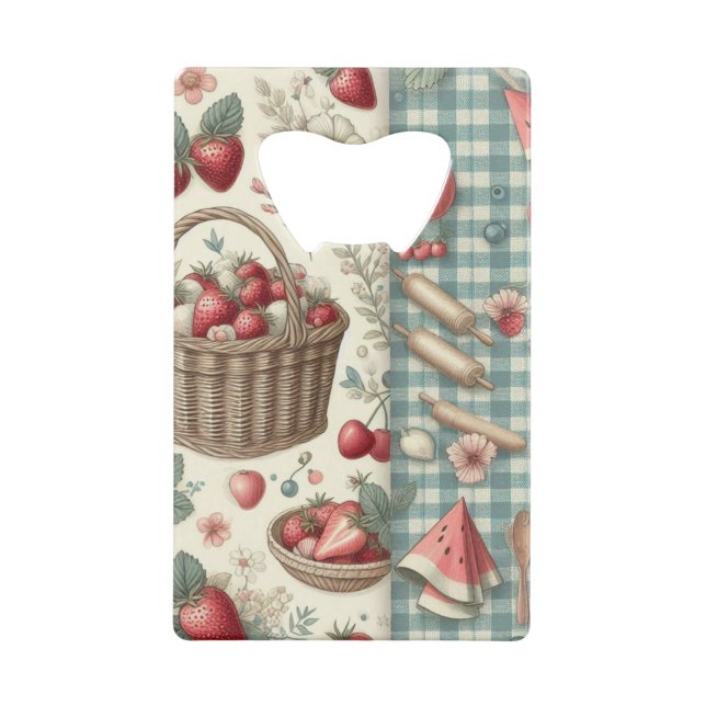 Fruit Basket Gingham Fun Credit Card Bottle Opener (Back)