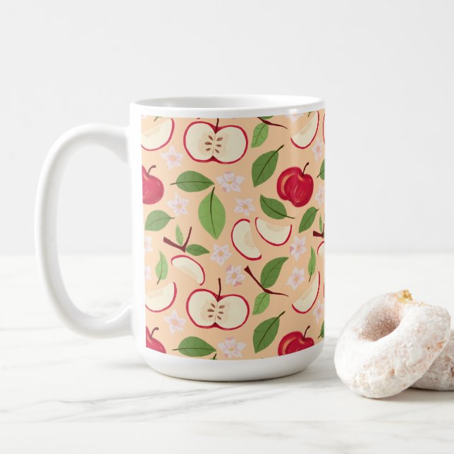Fruit Basket Pattern Collection - Apples Coffee Mug (With Donut)