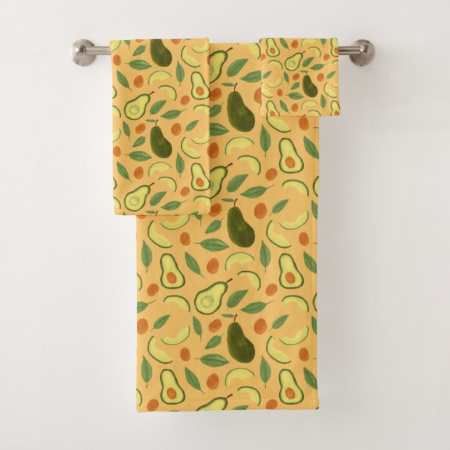 Fruit Basket Pattern Collection - Avocado Bath Towel Set (Insitu)