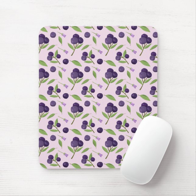 Fruit Basket Pattern Collection - Blueberries Mouse Pad (With Mouse)