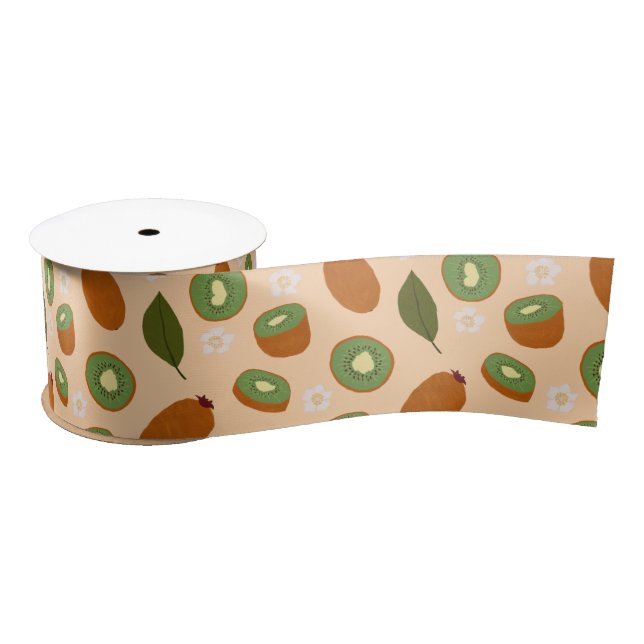 Fruit Basket Pattern Collection - Kiwi Satin Ribbon (Spool)