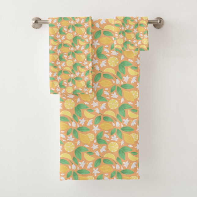Fruit Basket Pattern Collection - Lemon Bath Towel Set (Insitu)