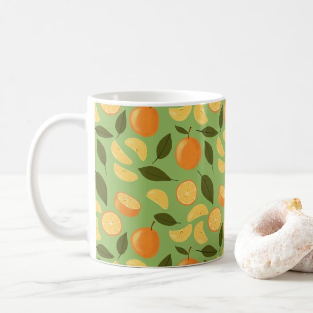 Fruit Basket Pattern Collection - Oranges Coffee Mug (With Donut)