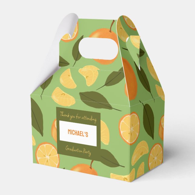 Fruit Basket Pattern Collection - Oranges Favor Box (Front Side)