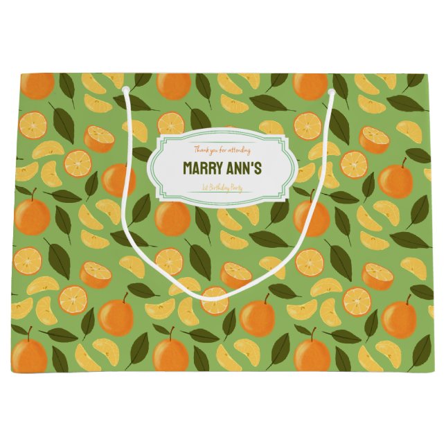 Fruit Basket Pattern Collection - Oranges Large Gift Bag (Front)