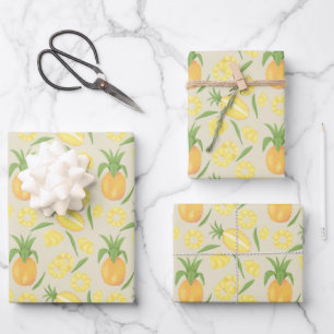 Fruit Basket Pattern Collection - Pineapples Wrapping Paper Sheet
