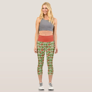 Fruit Basket Pattern Collection - Strawberries Capri Leggings