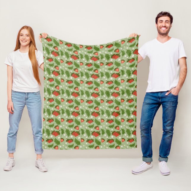 Fruit Basket Pattern Collection - Strawberries Fleece Blanket (In Situ)