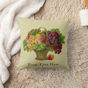 Fruit Basket Vintage Art Personalized Throw Pillow