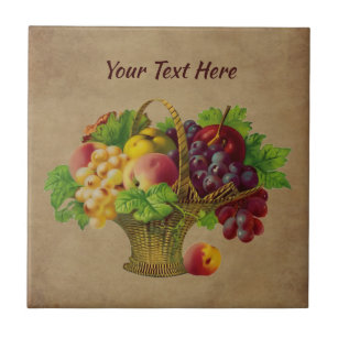 Fruit Basket Vintage Art Personalized Tile