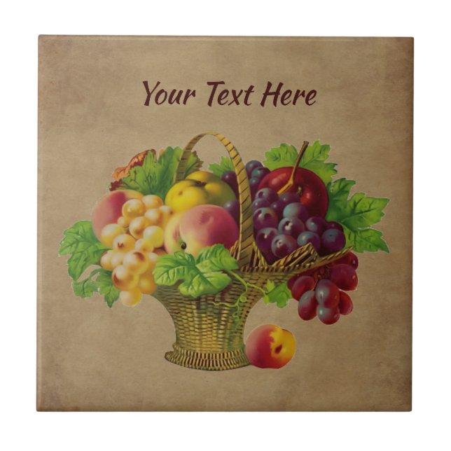 Fruit Basket Vintage Art Personalized Tile (Front)