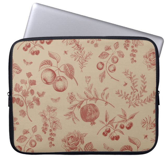 Fruit,  berry and flowers. Autumn seamless pattern Laptop Sleeve (Front)
