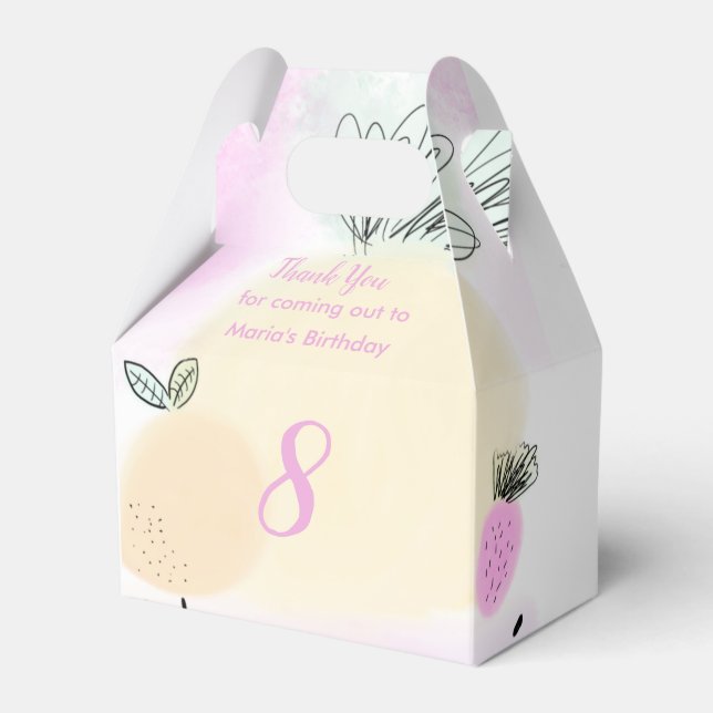 Fruit Birthday Hand Watercolor Doodle Party Favor Box (Front Side)