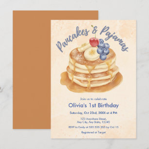 Fruit Blueberry Pancakes & Pyjamas 1st Birthday Invitation