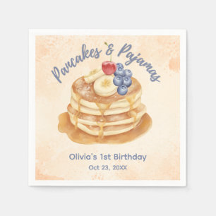 Fruit Blueberry Pancakes & Pyjamas 1st Birthday  Napkin