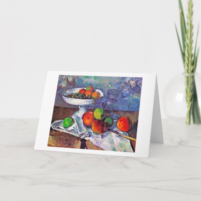 Fruit bowl, Glass and Apples, Cezanne Card (Front)