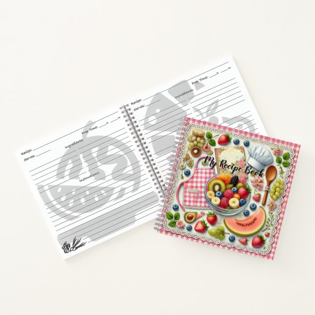 Fruit Bowl Surrounded by Kitchen Elements  Notebook (Inside)
