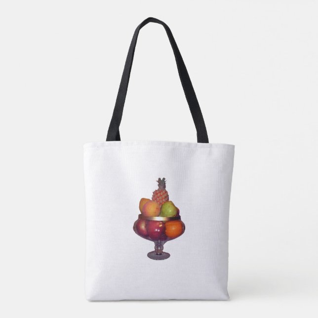 Fruit Bowl with Stand on White Tote Bag (Back)