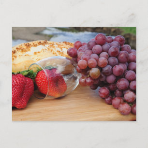 Fruit Bread And Wine Picnic Postcard