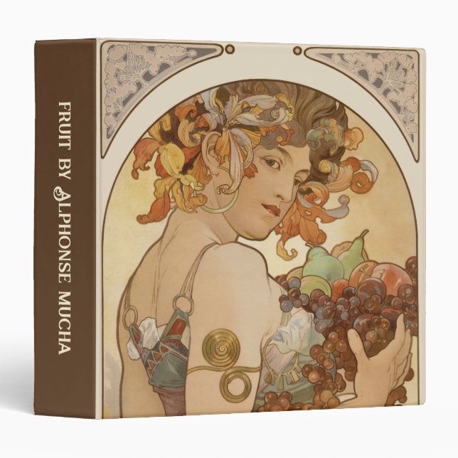 Fruit by Alphonse Mucha, Vintage Art Nouveau Binder (Front/Spine)