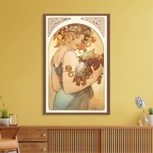 Fruit by Alphonse Mucha, Vintage Art Nouveau Canvas Print
