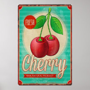 Fruit Cherry vintage Poster 