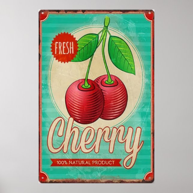 Fruit Cherry vintage Poster  (Front)