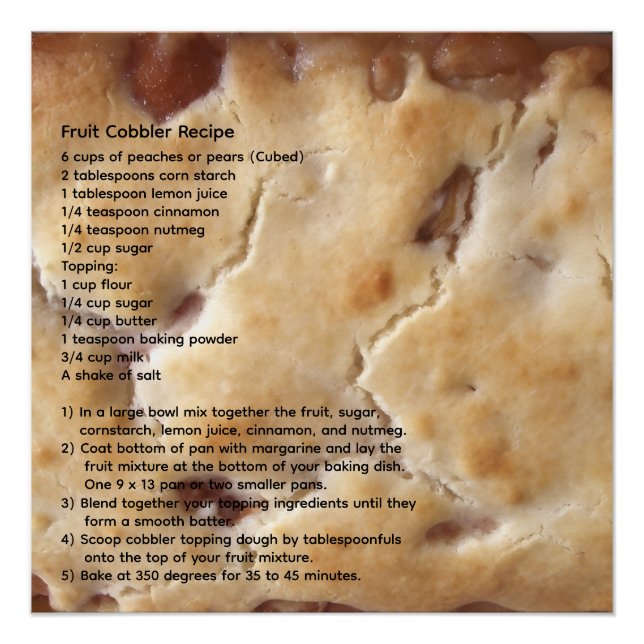 Fruit Cobbler Recipe Poster (Front)