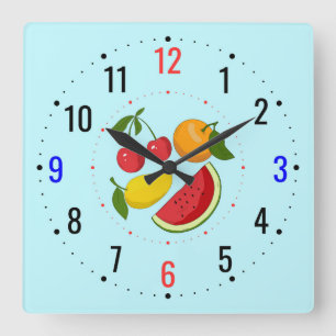 Fruit Decor in the Kitchen - Modern Country Square Wall Clock