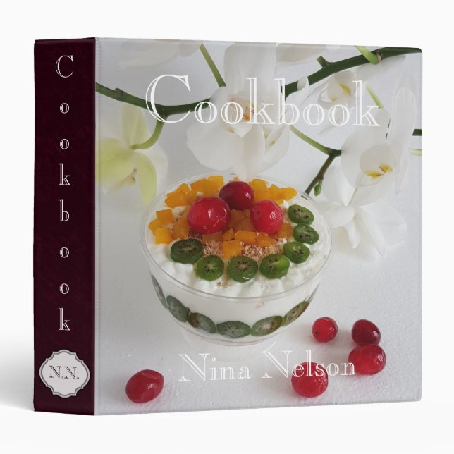 Fruit dessert and white Orchid. Binder (Front/Spine)