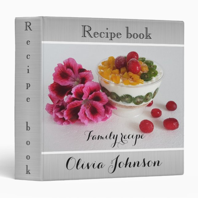 Fruit dessert with Bright flowers. Binder (Front/Spine)