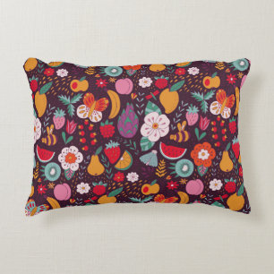 Fruit doodles, hand-drawn summer decor. accent pillow