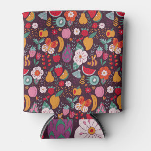 Fruit doodles, hand-drawn summer decor. can cooler