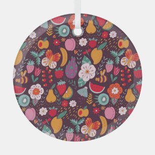 Fruit doodles, hand-drawn summer decor. glass ornament