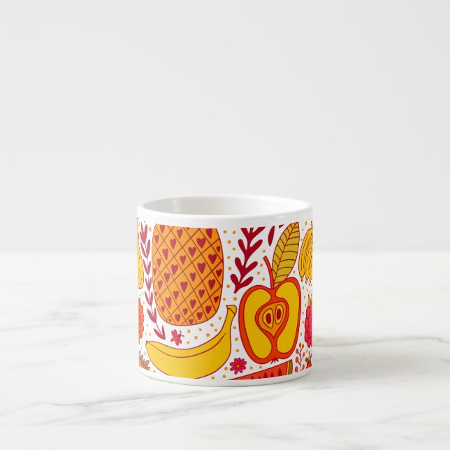 Fruit Doodles: Summer Vintage Pattern. Espresso Cup (Front)