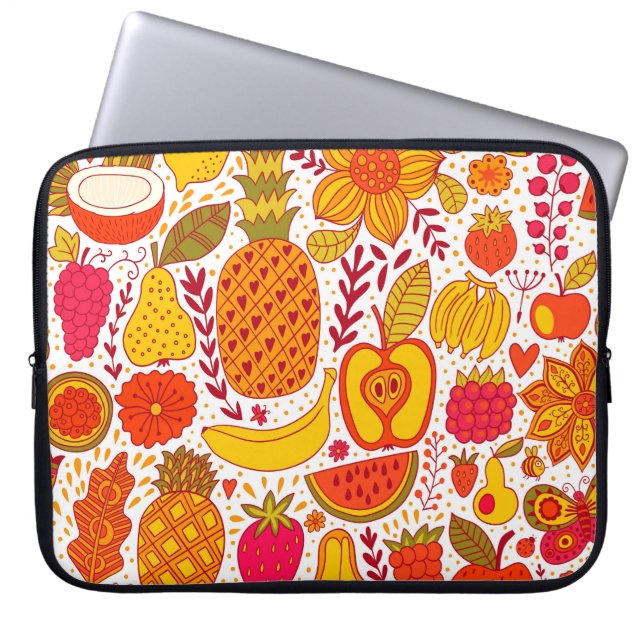 Fruit Doodles: Summer Vintage Pattern. Laptop Sleeve (Front)