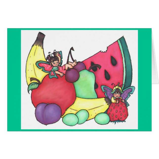 Fruit Fairies ~ Blank Card (Front Horizontal)