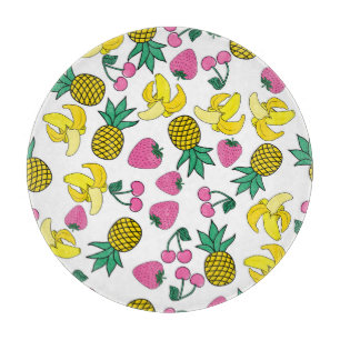 Fruit Fiesta: Bananas, Pineapples, Strawberries Cutting Board