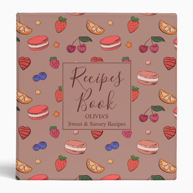 Fruit & French Macaron Pattern Binder (Front)