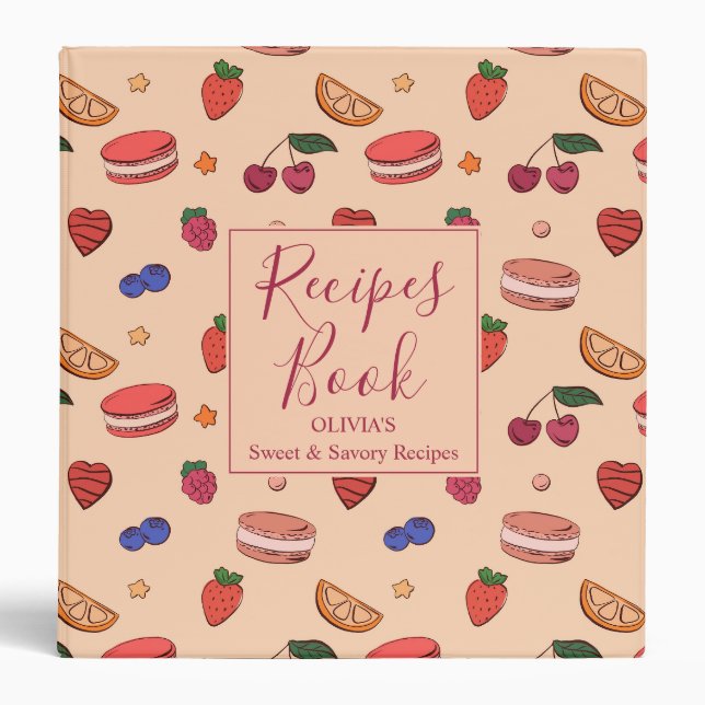 Fruit & French Macaron Pattern Binder (Front)
