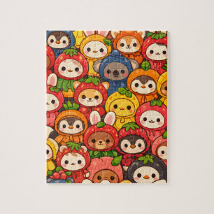 Fruit Friends Parade Cute Animal Chibi Jigsaw Puzzle