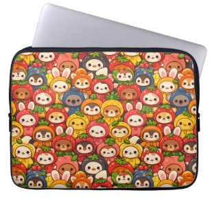 Fruit Friends Parade Cute Animal Chibi Laptop Sleeve