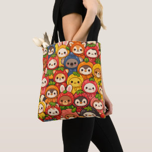 Fruit Friends Parade Cute Animal Chibi Tote Bag