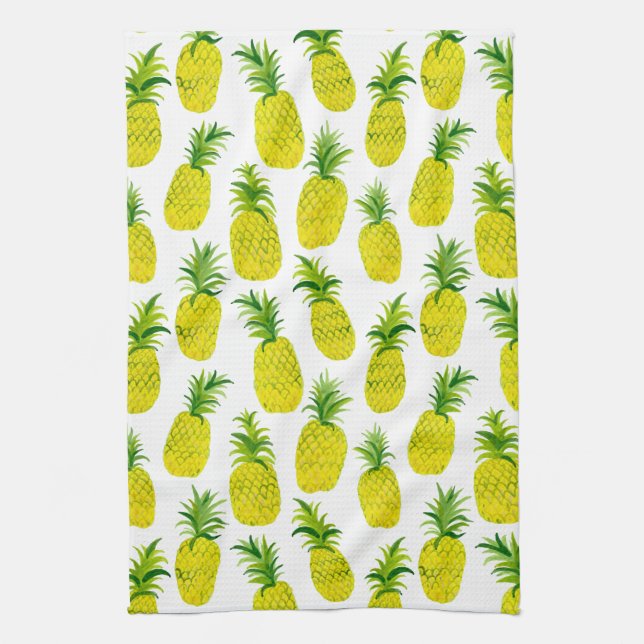 Fruit fun ananas aquarelle serviette de cuisine (Vertical)