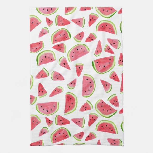 Fruit fun watermelons watercolor kitchen towel (Vertical)