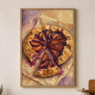 Fruit Galette Slice Watercolour Cottagecore Poster