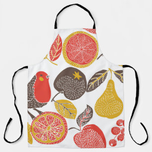 fruit garden with bird apron
