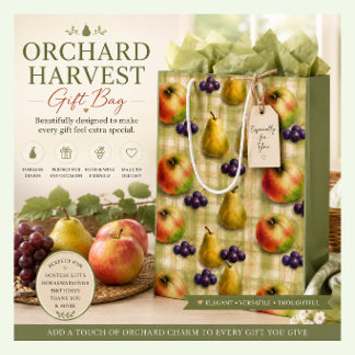 Fruit Gift Bag Apples Pears Grapes Design