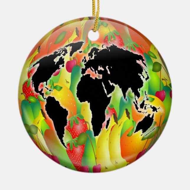 Fruit Globe Ceramic Ornament (Front)