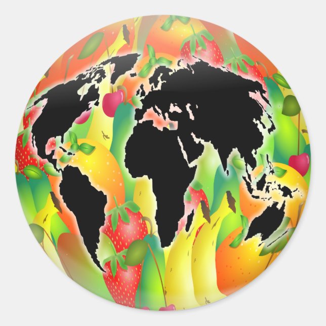 Fruit Globe Classic Round Sticker (Front)